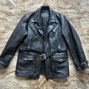早期日本机车Bikers重磅头层牛皮机械师复古皮衣