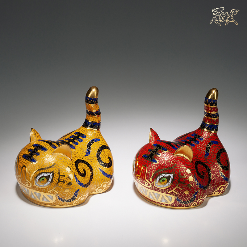 铜师傅全铜摆件小老虎景泰蓝饰品