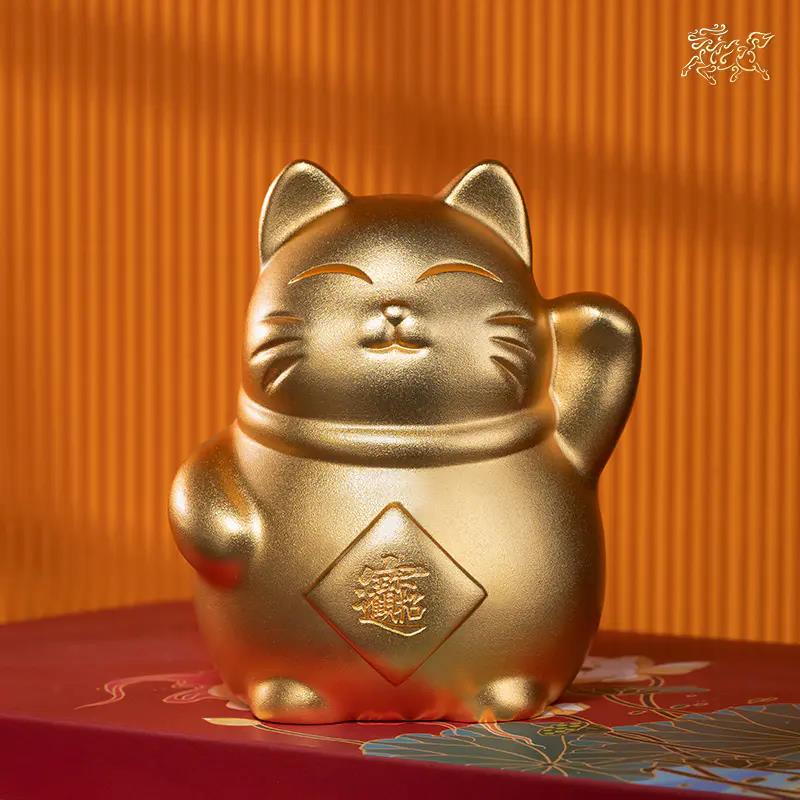 铜师傅招财猫摆件前台开业工艺品