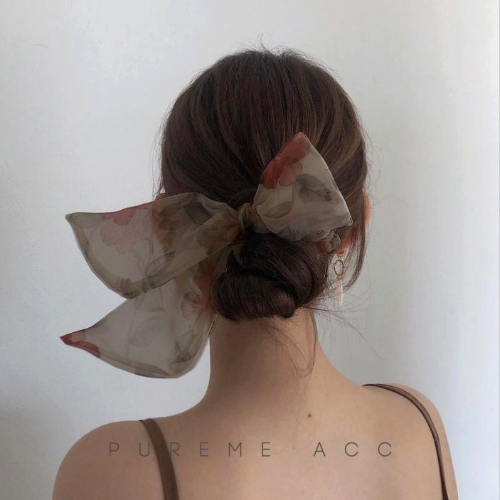 莫奈的花朵|bunn&puppy原版!复古优雅油画欧根纱蝴蝶结大肠发圈韩