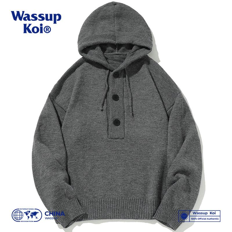 复古重磅连帽毛衣外套WASSUPKOI