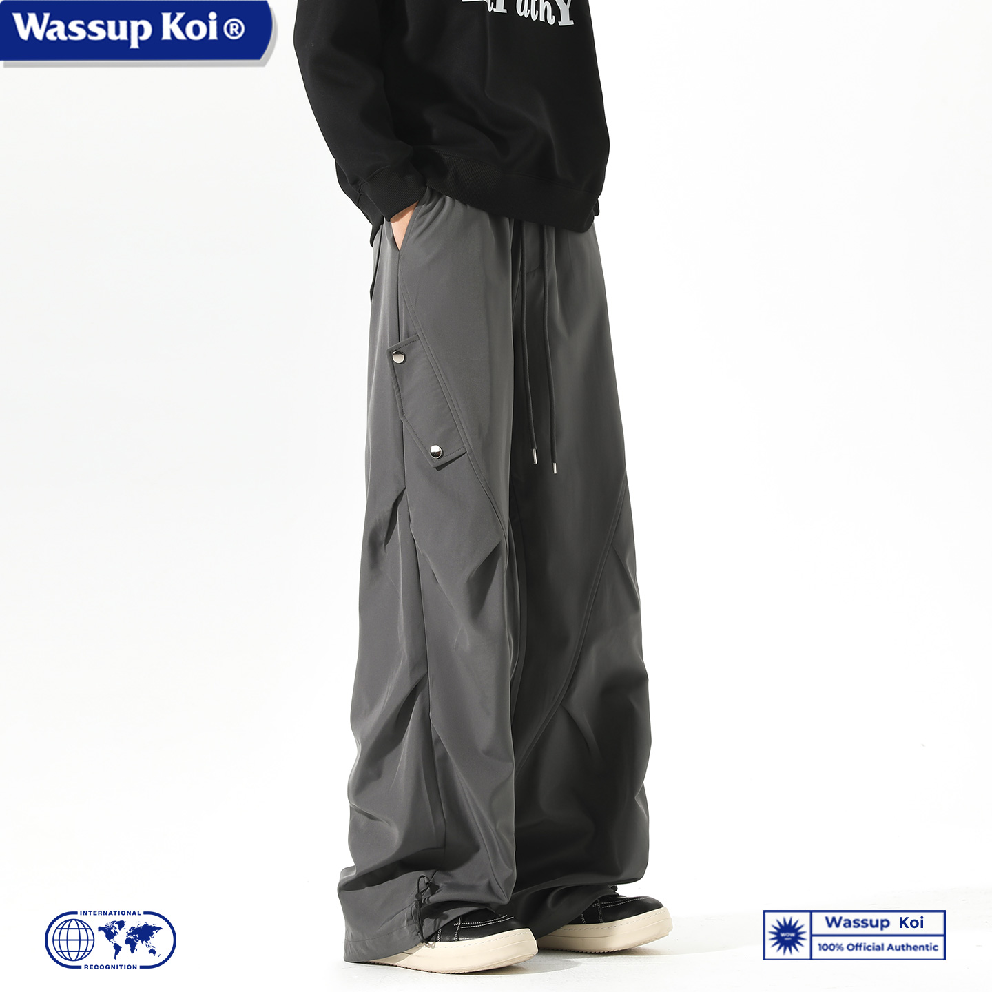 WASSUPKOI褶皱工装机能冲锋裤子