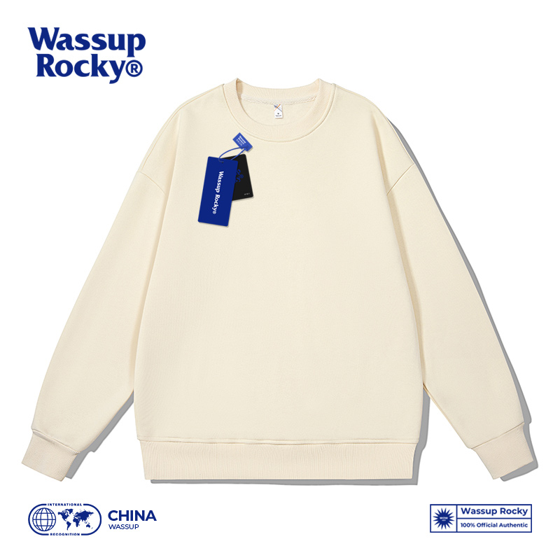 WASSUPROCKY纯色运动圆领卫衣男