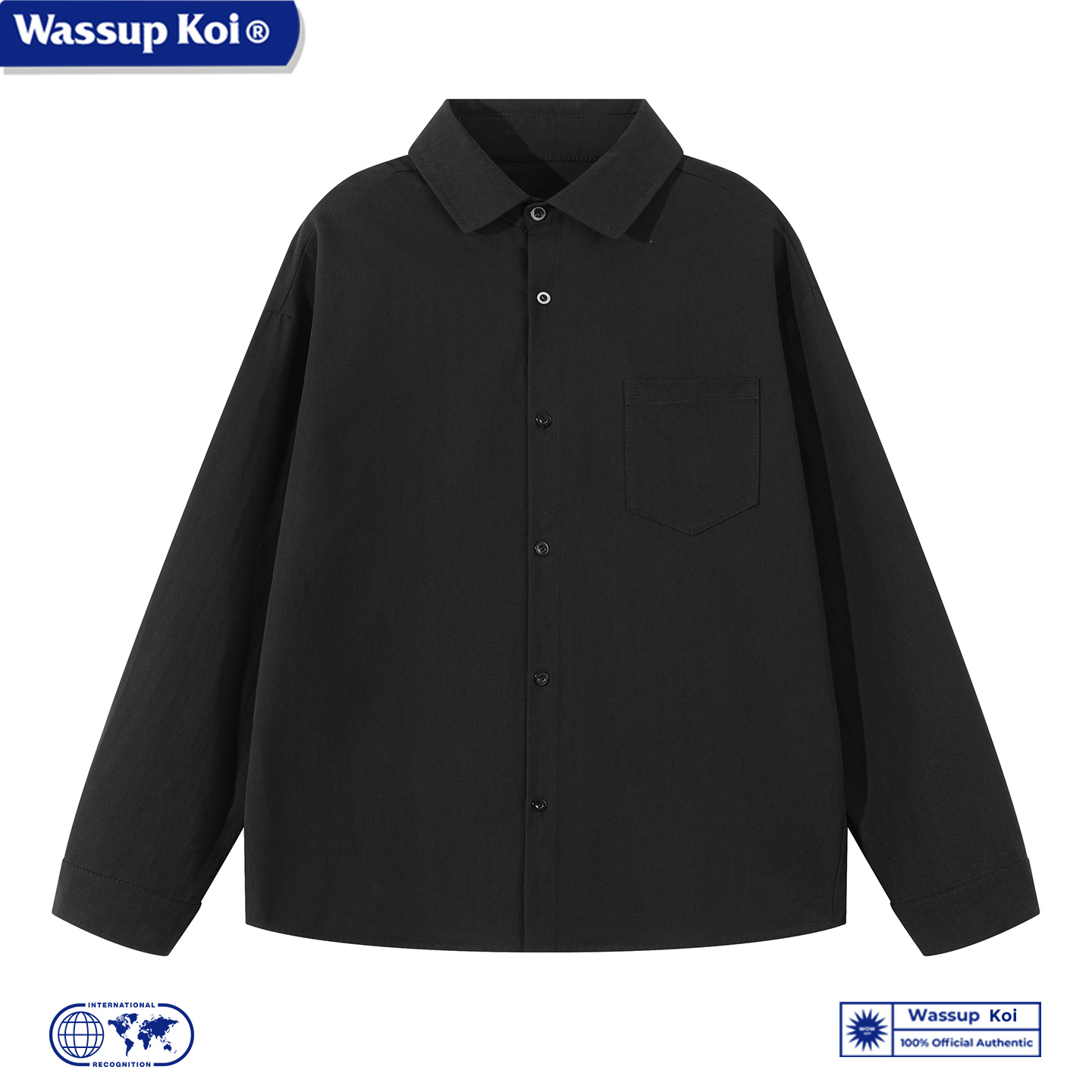 WASSUPKOI基础纯色简约长袖衬衫