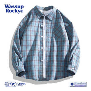 外套男春秋款 WASSUP 衬衫 休闲日系ins痞帅情侣工装 衬衣 ROCKY长袖