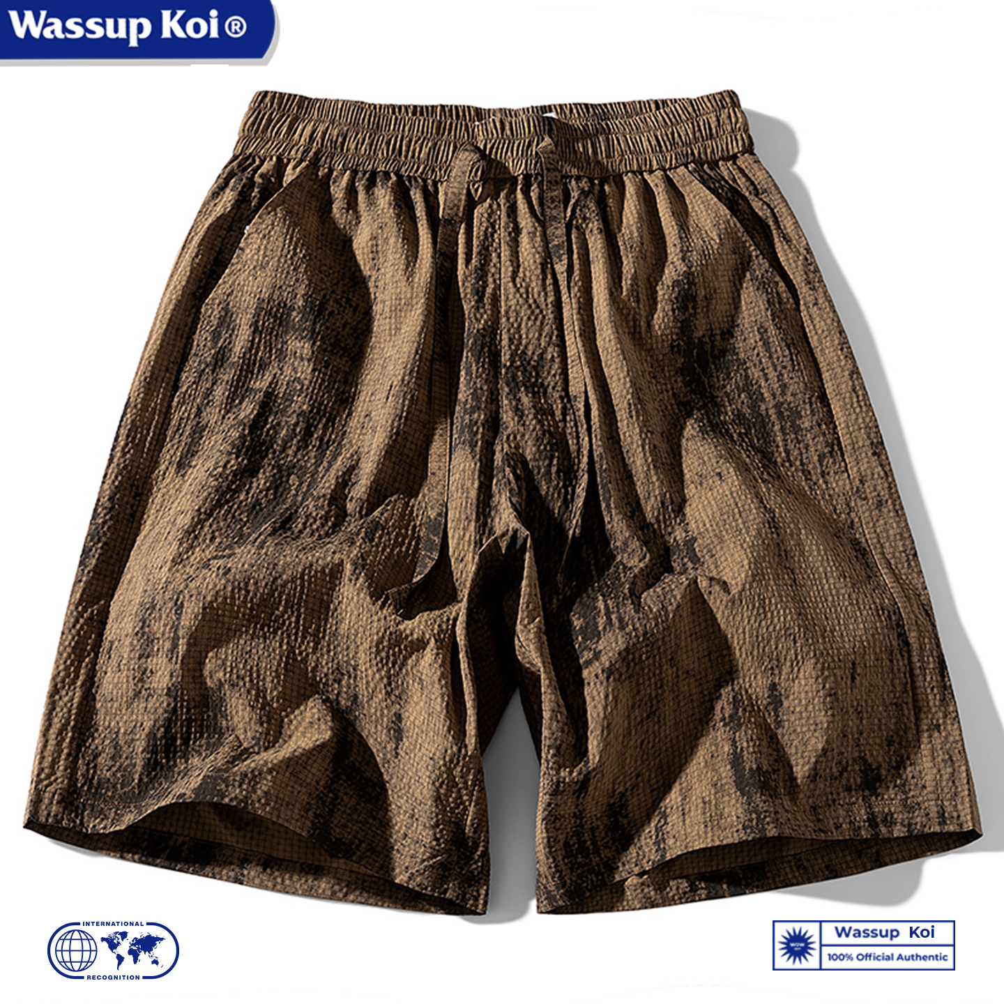 WASSUPKOI泡泡纱脏色透气五分裤