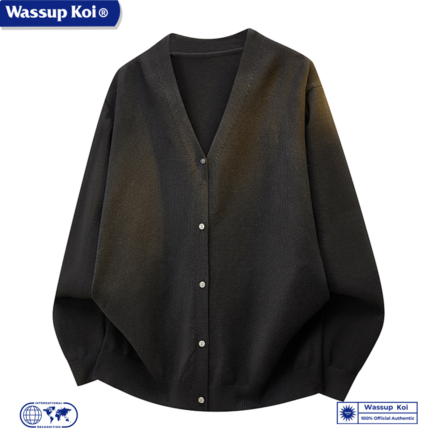 WASSUP日系V领秋冬宽松针织开衫