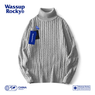 WASSUP ROCKY韩系纯棉高领内搭毛衣男生冬季潮流休闲保暖针织上衣