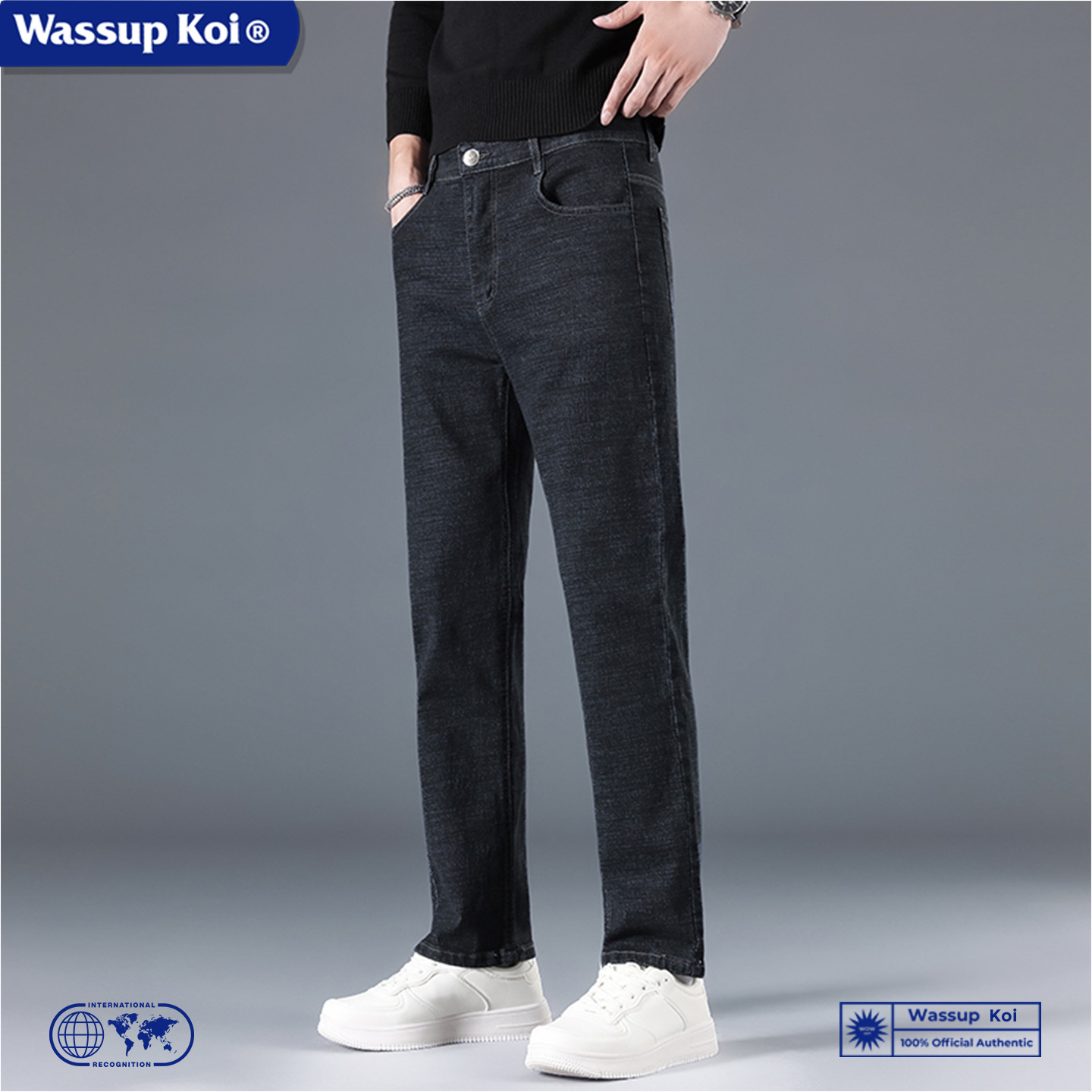 WASSUPKOI春秋季宽松直筒牛仔裤