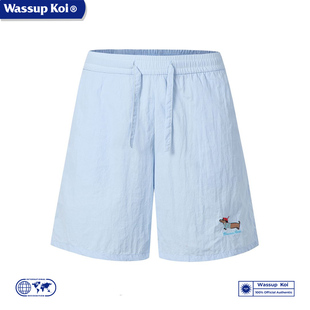 WASSUP KOI联名腊肠狗冰丝速干沙滩短裤子男士夏季薄款休闲五分裤