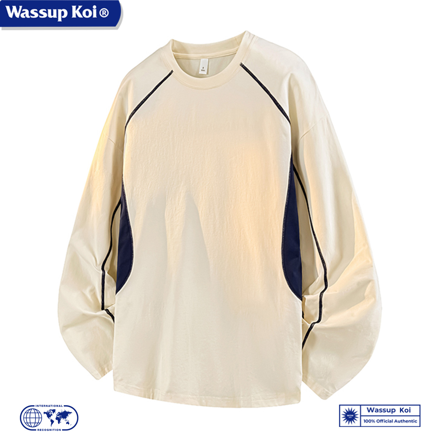 WASSUPKOI复古撞色拼接长袖T恤