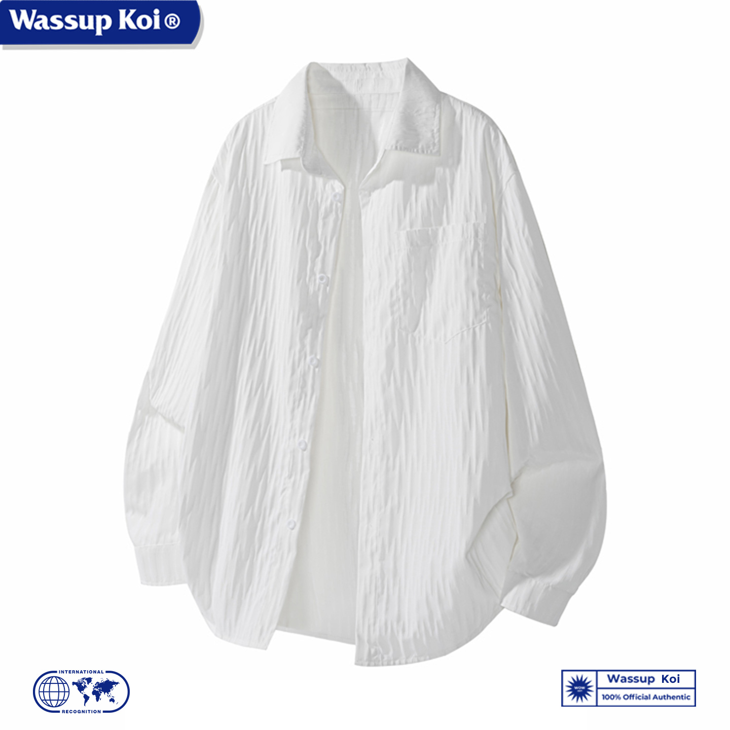 WASSUPKOI联名纹理感长袖衬衫男