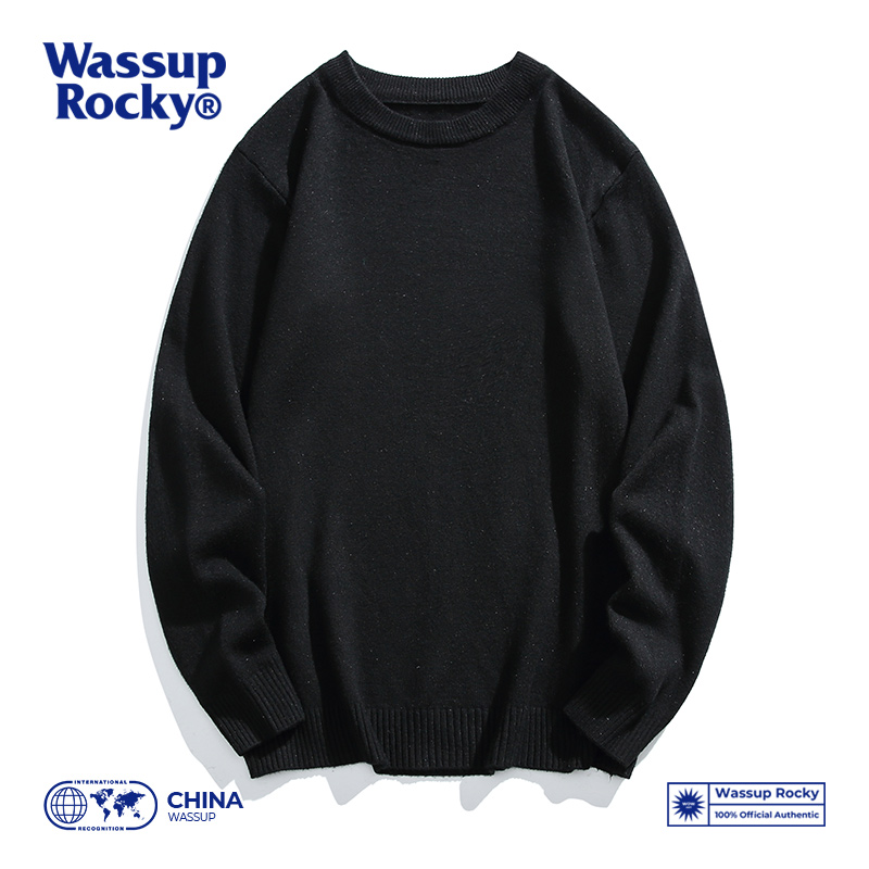 WASSUPROCKY纯色圆领针织衫毛衣