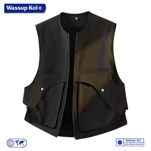 WASSUP KOI美式机能工装马甲男春秋季2026潮牌高街背心外套上衣服