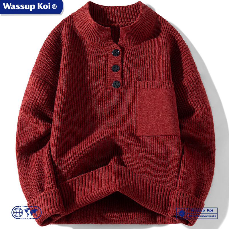 WASSUPKOI红色毛衣男女秋冬针织
