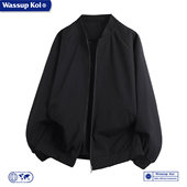 百搭简约休闲潮流外套 宽松棒球领夹克男秋季 WASSUP KOI联名插肩袖