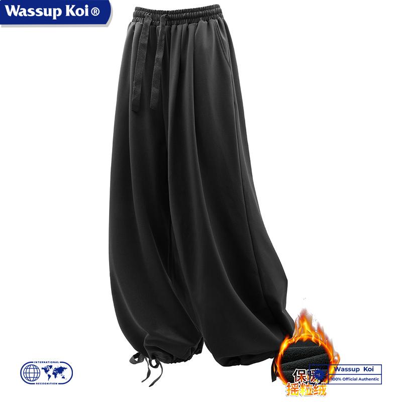 WASSUPKOI加绒束脚运动长裤子男