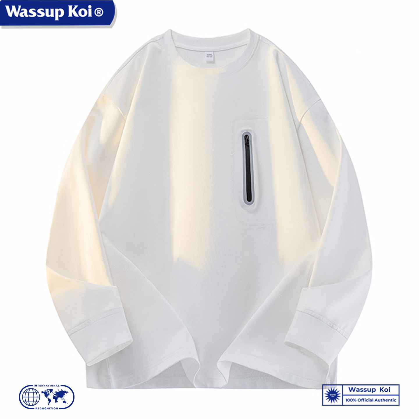 WASSUP KOI联名2025春秋新款长袖T恤男潮牌内搭运动衫百搭打底衫