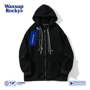 Wassup 卫衣男女春秋情侣宽松休闲拉链外套 Rocky重磅运动连帽开衫