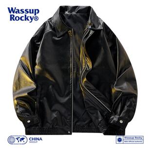 WASSUP 美拉德穿搭皮夹克男潮牌机车风皮衣飞行外套 ROCKY2024秋季