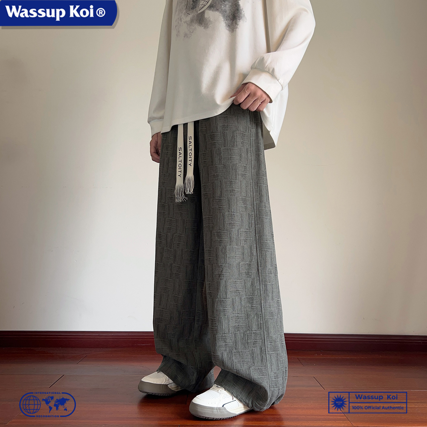 WASSUP KOI联名直筒灯芯绒裤子男款春秋季卫裤春秋宽松阔腿运动裤