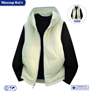 WASSUP KOI联名潮流连帽马甲背心青少年宽松无袖保暖外套冬季多色