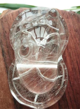天然银白发晶脚丫吊坠发丝水晶知足常乐千里之行男女项链挂件45MM