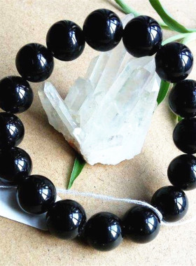 男女情侣810246MM天然黑碧玺手链