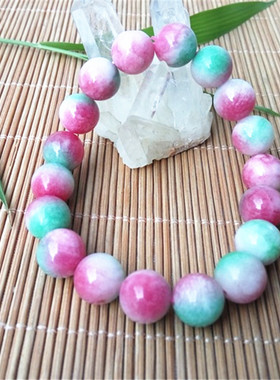 天然美观单圈手串男女款七彩玉