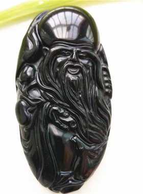 天然寿星吊坠黑曜石南极仙翁大号