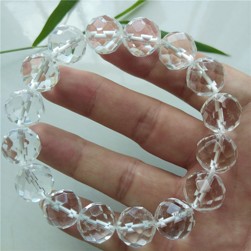 东海天然白水晶64刻面手链串