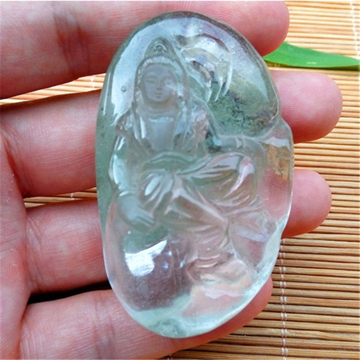 天然绿幽灵聚财观音吊坠大号平安如意自在菩萨大师挂件毛衣链男女