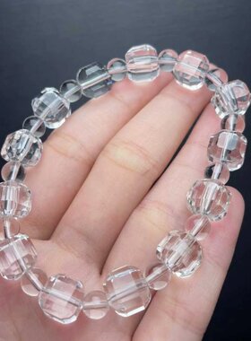 东海天然白水晶方糖手链美容时尚