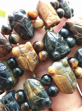 虎眼石金蝉手链木变石知了手排