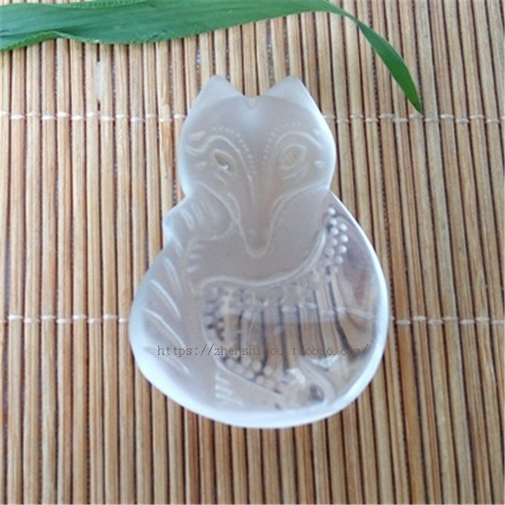 东海天然白水晶狐狸吊坠磨砂玉面平安幸福可爱小动物挂件男女恋人