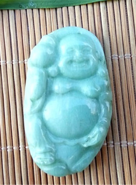 天然天河石如意大肚笑面佛吊坠