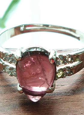 天然巴西活扣甜蜜风红碧玺戒指