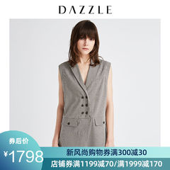 DAZZLE地素 2019夏装新款休闲无袖格纹西装连体裤女2G2P4033L