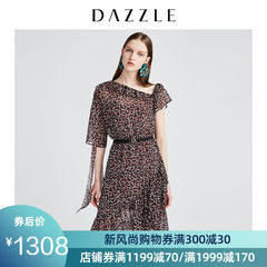 DAZZLE地素 2019夏装雪纺碎花荷叶边度假风连衣裙女2G2O4076A