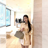 DUCHUNZI rl紫标亚麻 早秋老钱风风衣外套气质百搭收腰亚麻极简女