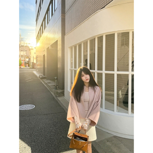 气质外套纯色女 桑蚕丝斗篷大衣小个子秋冬新款 DUCHUNZI kobe