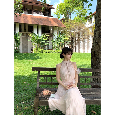 DUCHUNZI云间花朵压褶连衣裙