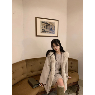 DUCHUNZI  静奢高端线 皮草收腰款大衣老钱感气质 獭兔毛领山羊绒