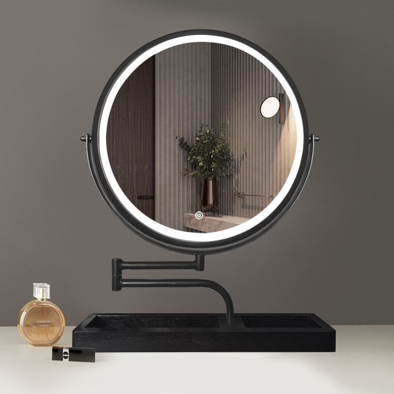 可拉伸旋转LED化妆镜翻转智能桌面带灯复古风台式梳妆台化妆镜子