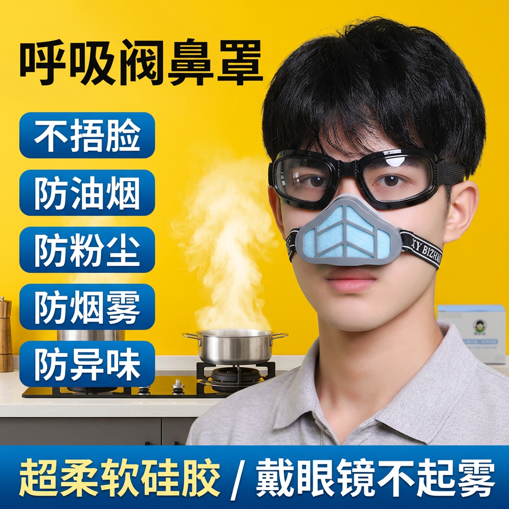 四阀门鼻子专用口罩柳絮花粉蒿草油烟防工业粉尘防尘口罩防尘鼻罩