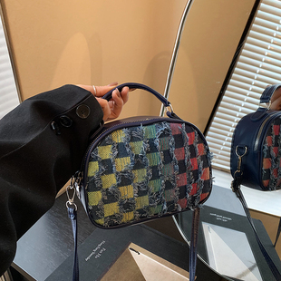 牛仔棋盘格化妆包大容量男女款旅行便携收纳包彩色渲染包洗漱包潮