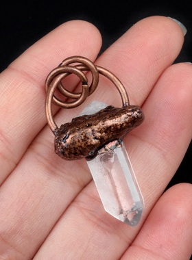 【茜茜珠饰】天然紫水晶石复古吊坠白黄蓝水晶欧美复古项链 四色