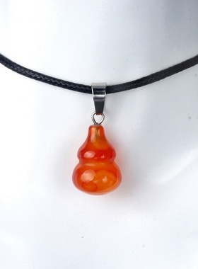 【茜茜珠饰】葫芦吊坠天然水晶半宝石DIY耳环项链饰品配件 20色