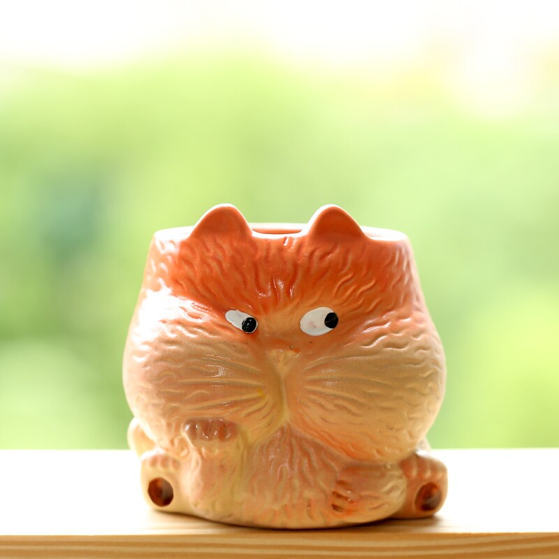 创意可爱卡通猫咪造型桌面装饰植物花器多肉植物专用小号陶瓷花盆