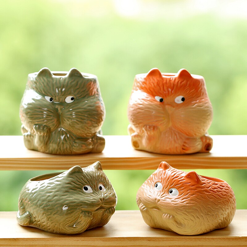 可爱卡通猫咪造型陶瓷花盆